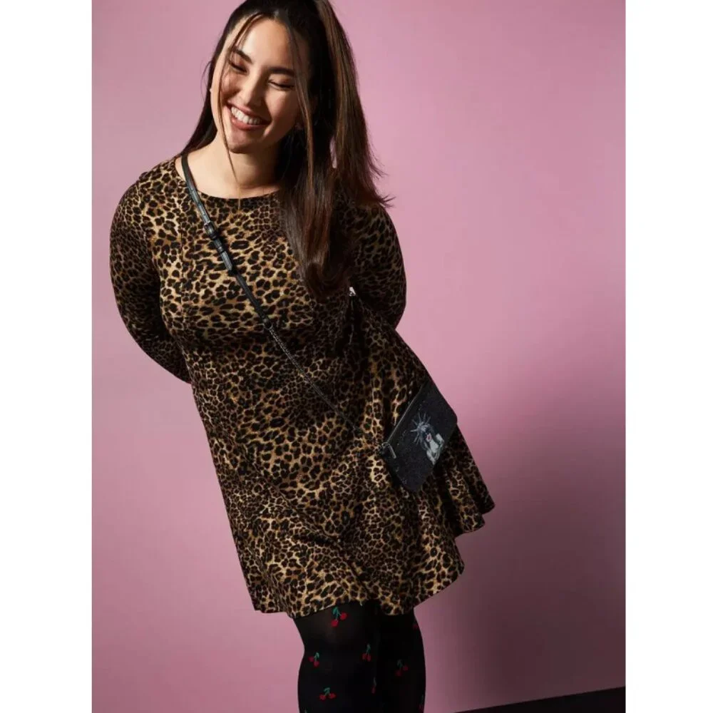 NEW Torrid 2 Betsey Johnson Leopard Ponte Skater Dress With Back Cutout 2X 18 20 - Picture 3 of 11